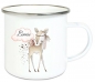 Preview: ♥ zauberhafte Becher Tasse Emailletasse Reh Rehlein Federn Indianer   Name,  Wunschname, KITA Kindergarten, Einschulung, Dankeschön, Abschied, Jubiläum, Geschenk, Becher von Lüttentüddel®